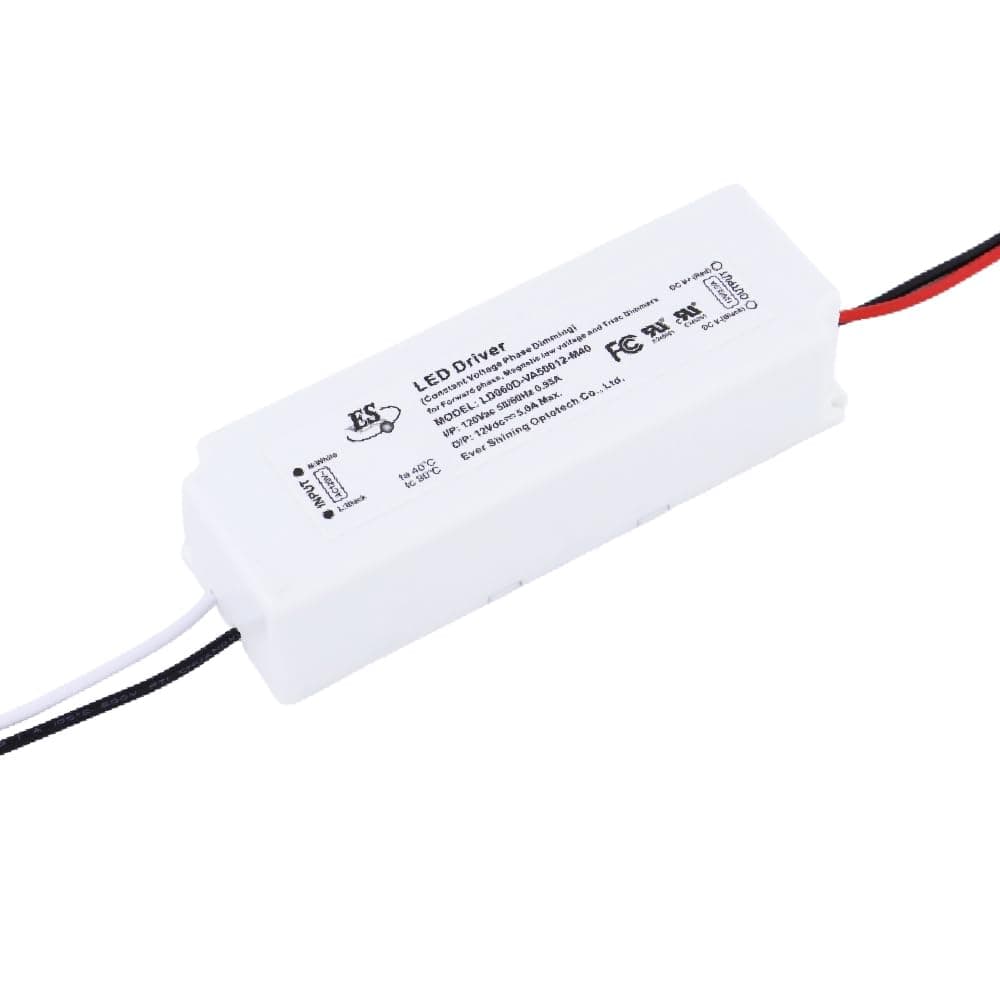 12V LED Driver Dimmable 60 Watts Electric Low Voltage Transformer Triac Dimming LED Power Supply 110V to 12 Volt DC 5Amps 60W Small LED Driver Waterproof IP67