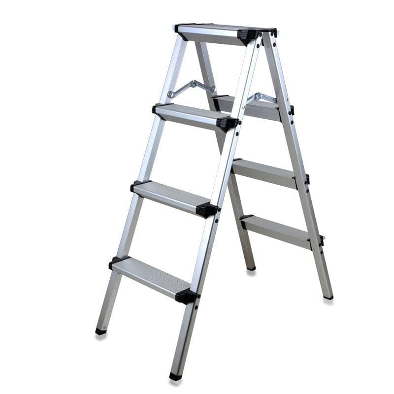 Sunrise Step Ladder Aluminum Folding Step, 4 Steps Stool with Anti-Slip Sturdy and Wide Pedal, Portable Multi-Use Stepladder for Home and Kitchen Use Space Saving, Lightweight Aluminum (4 Steps)
