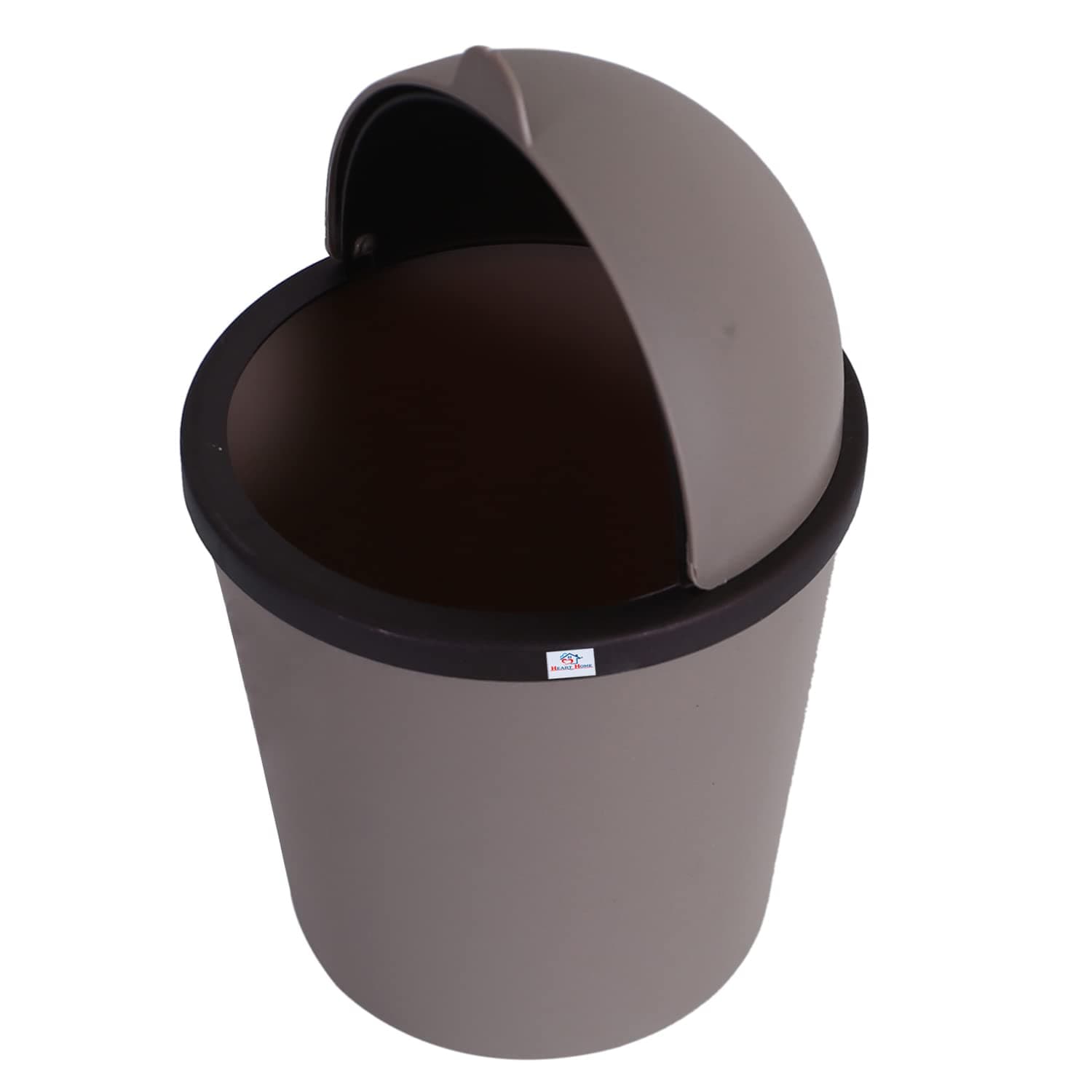 Heart Home Table Dustbin|Plastic Swinging Lid Waste Storage Garbage Bin|Desktop Trash Can For Study Table, Office(Coffee)
