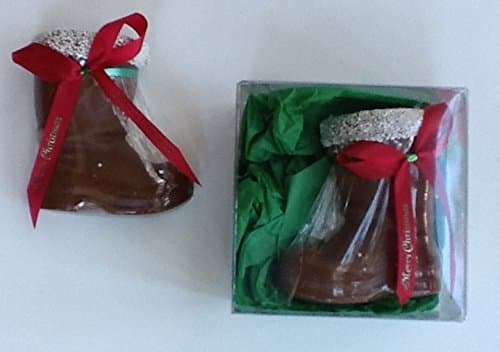 Solid Milk Chocolate Santa Boot with Red Ribbon- Reads Merry Christmas Perfect Gourmet Gift for Children and Adults
