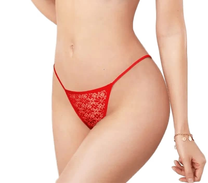 Vikimo Women's Sexy Lace G-String/T String/Thong Bikini Panty (Free Size) (Pack of 1, Red)