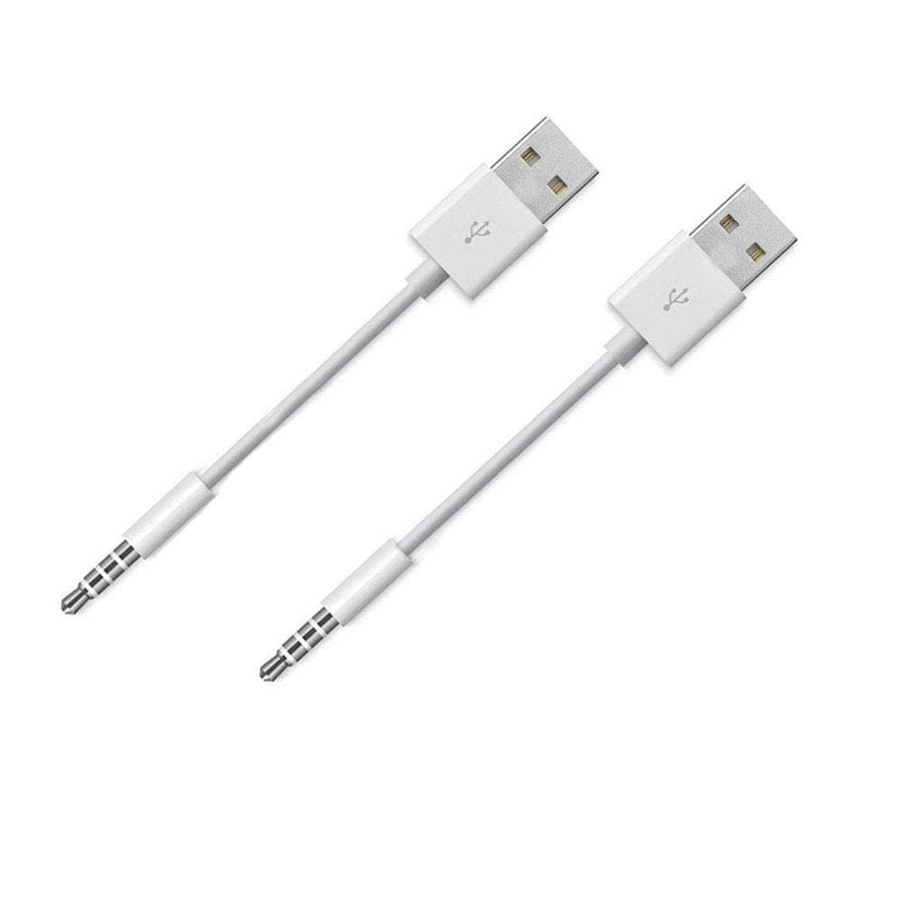 Amicable iPod Shuffle Charge Cable,(2-Pack) 3.5mm Jack/Plug to USB Power Charger Sync Data Transfer Cable for iPod Shuffle 3rd 4th 5th MP3