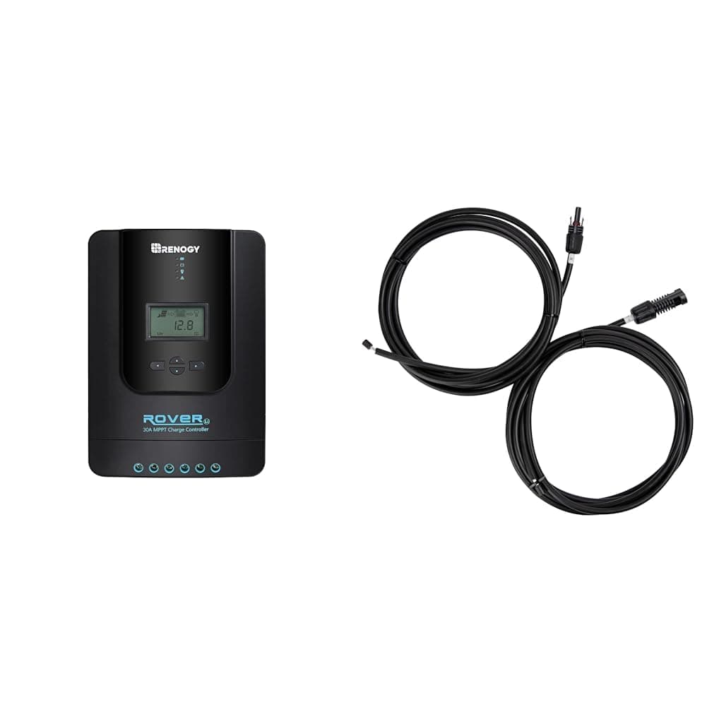 Renogy Rover 30A MPPT Solar Charge Controller with 10Ft Extension Cables and Connectors