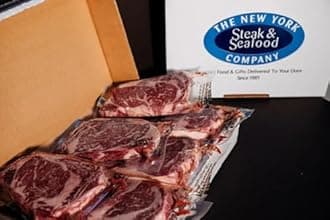 New York Steak & Seafood Frozen Rib Eye Steaks - USDA Prime Rib Eye Steaks - Handcut Beef Steak (11 oz. 4 Rib Eye Steaks)