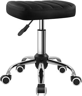 Black Minimalist Square Swivel Stool on Wheels Perfect for Work SPA Shop Massage Height-Adjustable and Cost-Effective Rolling Stool Chair Black