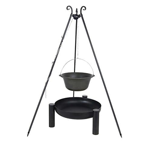 Set Grill: Cast Iron Fire Pit Pan 38 – Tripod and Stew Pot 7.2 Litre