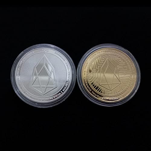 2Pcs Commemorative Coin Gold-Plated Silver Coin Eos Grapefruit Coin Virtual Cryptocurrency 2021 Limited Edition Collection Coin with Protective Cover