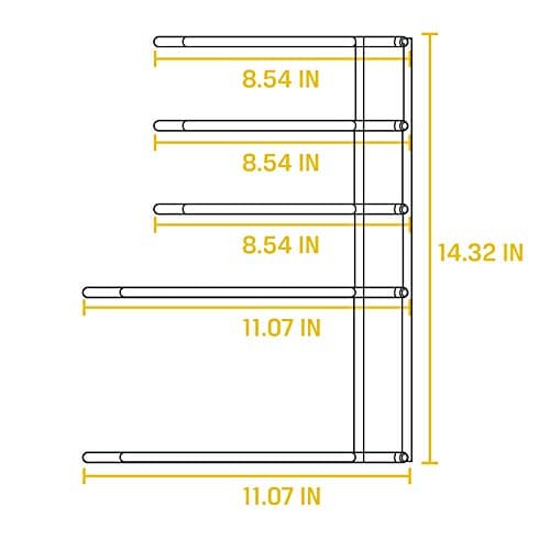 Lodge 5-Tier, Kitchen and Pantry Cast Iron Cookware Storage Organizer, Steel Construction, Matte Black, 11.07 x 8.25 x 14.32