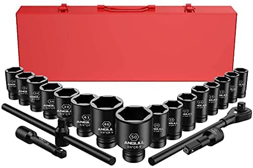 Anbull 3/4" Drive Socket Set, 21 Piece Standard 3/4" Impact Socket Set, 6-Point Standard Metric Sizes (21-50 mm) | Cr-V Steel