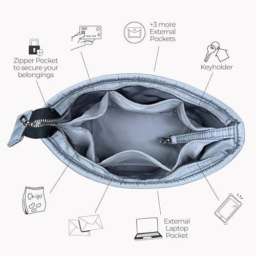 Divitize Premium Purse Organizer compatible with Mini Anjou Bag Organizer Insert, Waterproof Nylon Luxury Fabric, Perfect Fit Oval Shaped with Silver Zipper (For Mini Anjou, Orange)