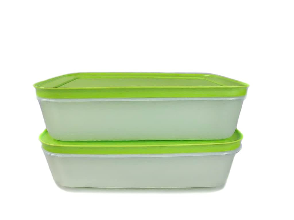 Freezer Containers 1.0 L Green/White Flat (2) Ice Crystal Ice Crystal
