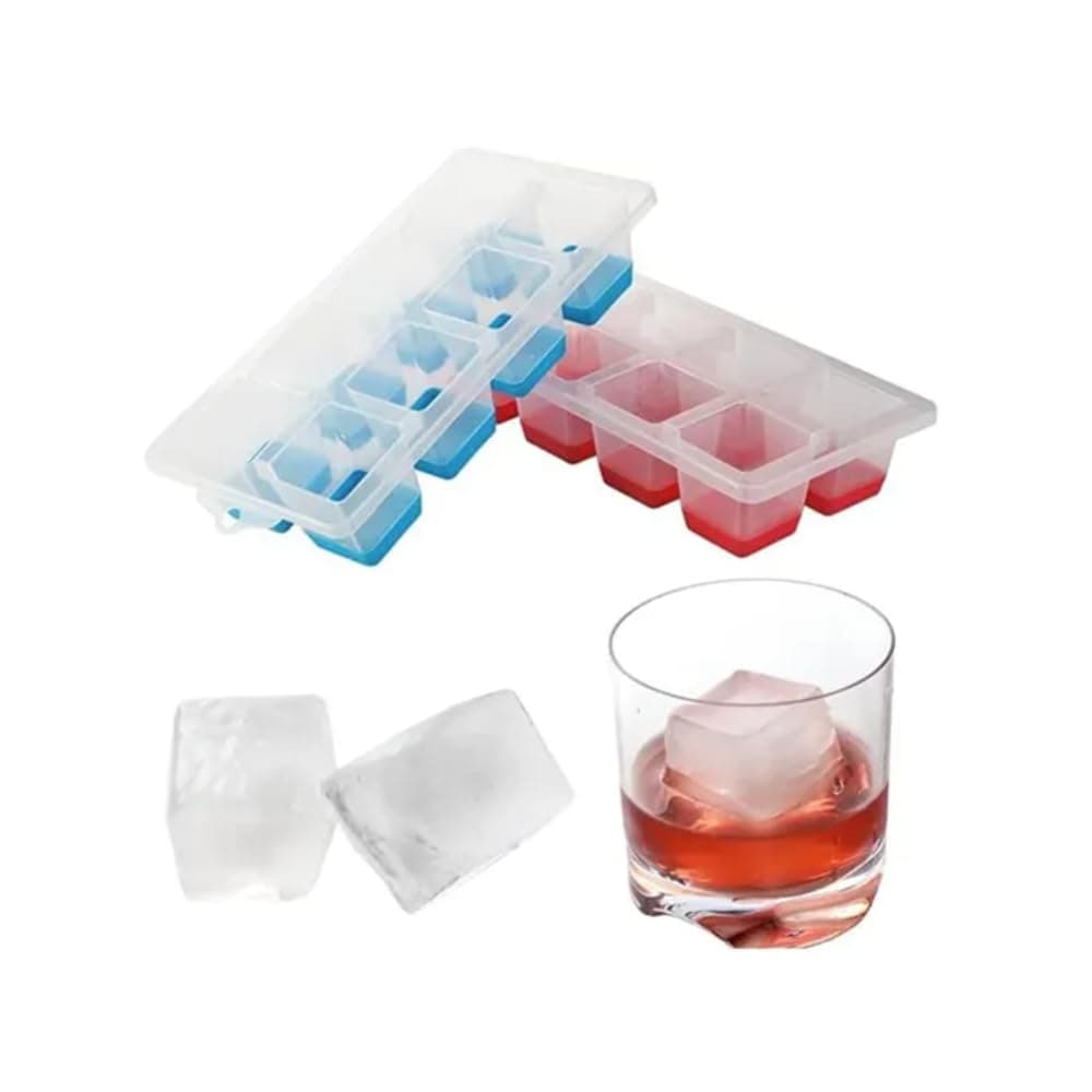 DXB Dream Silicone Ice Cube Tray With Lid, Easy Press Flexible Stackable & Durable Ice Cube Molds for Freezer Perfect for Drinks and Smoothies Nonstick and BPA Free