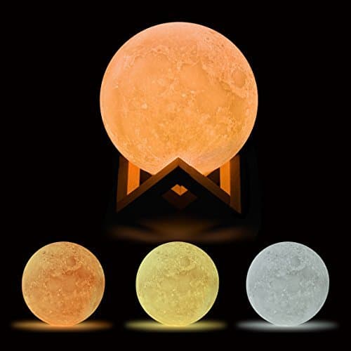 3D Printing Moon Lamp Light , Bonega® 5.9 inch 3D Printing Moon Lamp with Warm and Cool White Dimmable Touch Control Brightness Home Decorative Light Birthday Decoration
