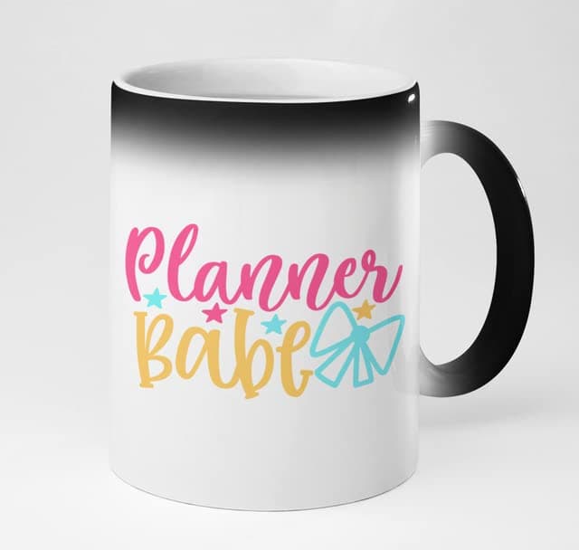 Planner Babe 325ml Heat-Activated Color Changing Ceramic Mug | Fun & Motivational Gift for Students & Busy Bees