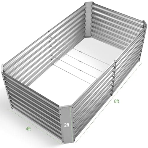 Land Guard 8×4×2 ft Galvanized Raised Garden Bed Kit, Galvanized Planter Raised Garden Boxes Outdoor, Large Metal Raised Garden Beds for Vegetables……
