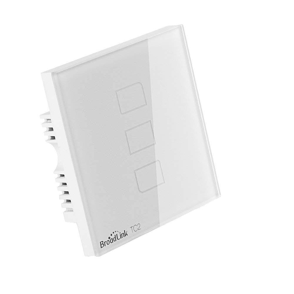 Smart Light Switch Wireless, BroadLink 3 Gang 1 Way Crystal Glass Touch Switch Light Wall Switches UK Standard with LED Indicator, White