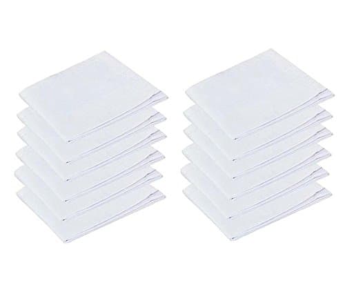 Samkit White Cotton Solid Handkerchiefs for Men (Pack of 12 Pcs)