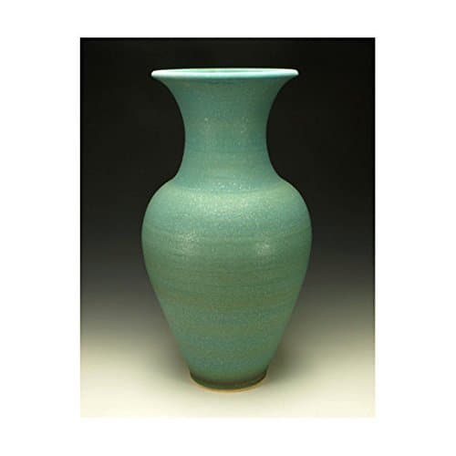 Large Pottery Vase. Turquoise Copper Matte Glaze.