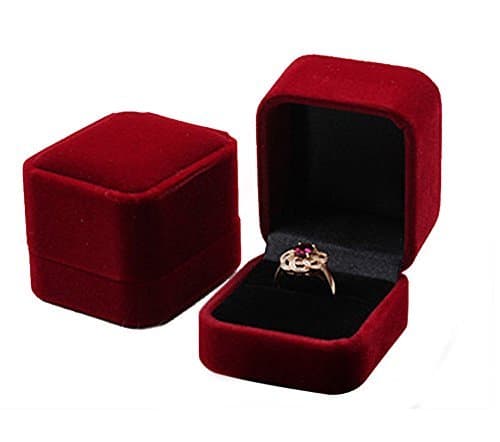 Leather Velvet Engagement Ring Box (Dark Blue)