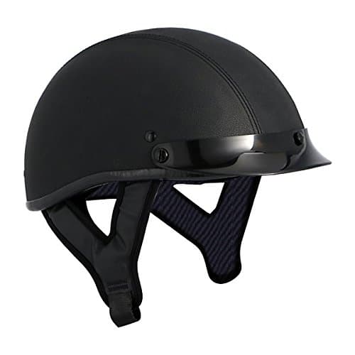 AVE A-35C Exuma Half Shell Leather Wrapped Motorcycle Helmet (Black, X-Large)