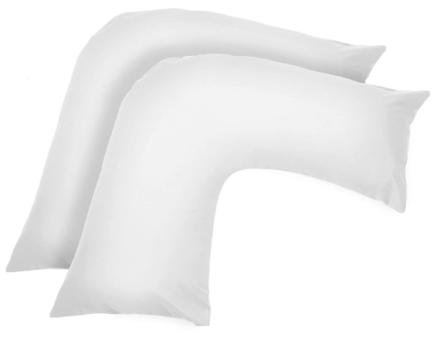 Ghazlan V Shaped Pillow Case Cover - 2 Pack Poly-Cotton Orthopedic Pillowcase To Fit V shape pillows For Back, Neck & Leg Support in Pregnancy, Maternity & Orthopaedic - Body Support Pillow (White)