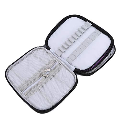 Modsnde Crochet Hook Case Organizer Zipper Bag with Web Pockets for Various Crochet Needles and Knitting Accessories Small Volume and Easy to Carry No Accessories Included