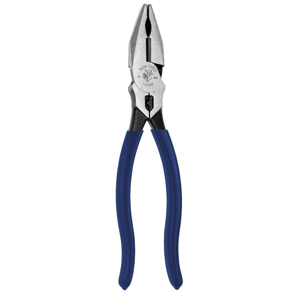 Klein Tools 12098 High Leverage Universal Lineman Combination Pliers with Crimping Die, Toothed Pipe Grip, Induction Hardened Knives, 8-Inch