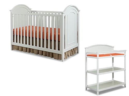 Imagio Baby Harper 3 in 1 Cottage Panel Crib and Changing Table Set, White