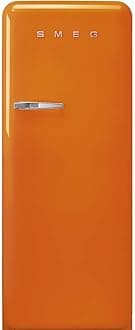 Smeg FAB28 50's Retro Style Aesthetic Top Freezer Refrigerator with 9.93 Cu Total Capacity, Multiflow Cooling System, Adjustable Glass Shelves 24-Inches, Orange Right Hand Hinge Made In Italy