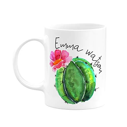 Personalized Barrel Cactus Coffee Mug with Your Name, 11 oz, Coffee Mug with Matching Coaster - Birthday Gifts, Mothers Day Gifts, Father's Day Gifts, Christmas Gifts, Grandma Grandpa Gifts