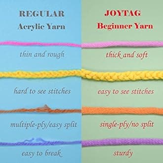 36 Pack Beginners Crochet Yarn Blue Pink Rainbow Cotton Crochet Yarn for Crocheting Knitting Beginners with Easy-to-See Stitches for Beginner Crochet Kit-36x25g（Storage Bag）