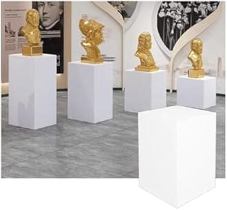 Square Pedestal Stands, Cube Pillars Event Decoration, Props Stand Base For Wedding Sculpture Dessert Table Showing, Strong Load-Bearing(White,30x30x20cm)