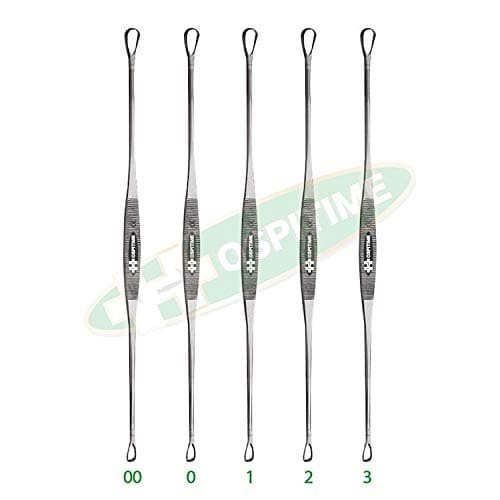 Hospitime Uterine Curette Double Ended (Sharp x Blunt) Set of 5 (00/0 / 1/2 / 3)