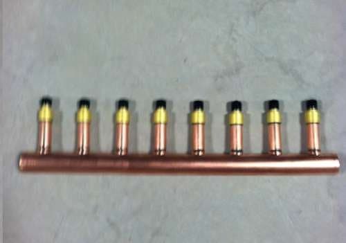 8 Loop 1" Copper Radiant Manifold w/ 1/2" Pex Crimp Fittings