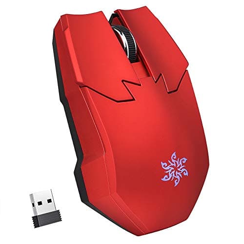 BlueFinger Wireless Mouse with USB Receiver, Ergonomic Design Mouse for Laptop,PC,Computer,Comfortable Matte Touching,Power ON-Off Switch,Red Work Mice