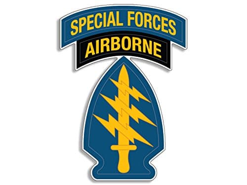 Blue Army Special Forces Spear Head & Airborne Tab Shaped Sticker (Green Berets, Vinyl Decal for Cars, Trucks (3 x 4 in) U.S. Army Licensed