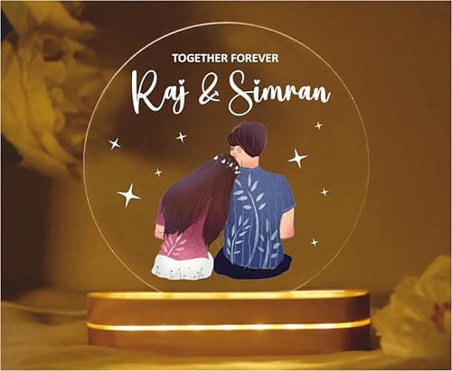 Plastic Personalized LED Night Table Lamp with Custom Name,Unique Gift for Women,Men,Kids,Girlfriend,Boyfriend,Husband,Wife|Perfect for Birthdays,and Special Occasions (Couple),Warm White