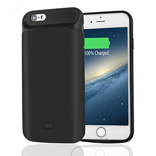 LULUTEK iPhone 6 / 6S Battery Case, Extra High Capacity 5000mAh Extended Rechargeable Battery Pack for iPhone 6 and 6S – 2 Years Warranty (Black)