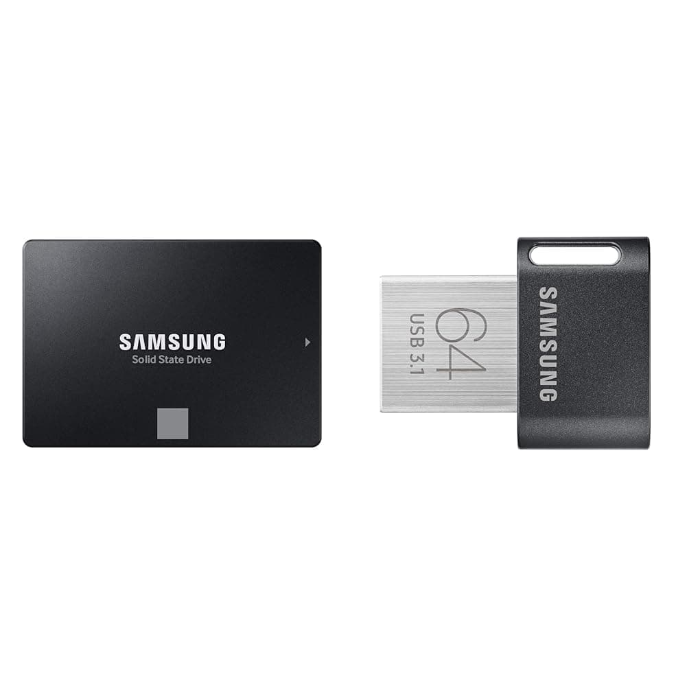 SamsungSSD 870 EVO, 1 TB, Form Factor 2.5”, Intelligent Turbo Write, Magician 6 Software, Black (Internal SSD) & flash drive Gunmetal Gray 64 GB