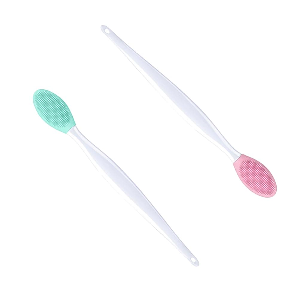 – Silicone Exfoliating Lip Brush, 2 Pcs Double-sided Soft Lip Brush, Nose Blackhead Clean Lip Scrubber Tool, Double-Sided Lip Scrub Brushes