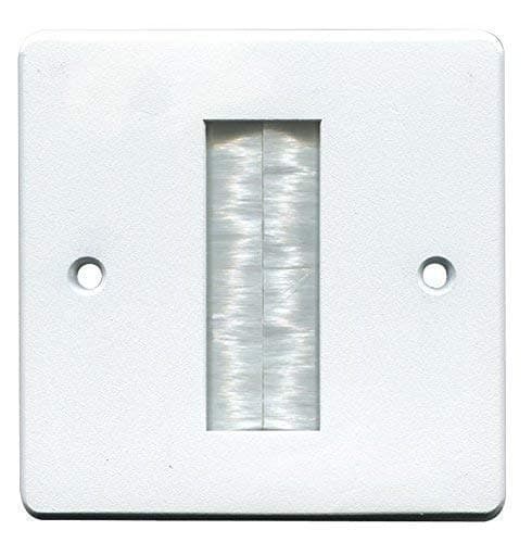 White Brush Stripe Cable Entry single 1 Gang Wall Face Plate Wall Outlet