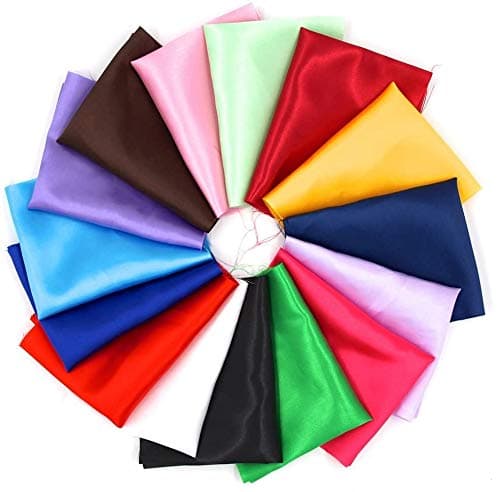 15pcs 25 * 20cm Silky Satin Patchwork Fabric Bundle Quilting Wedding Table Decor in 15 Solid Color