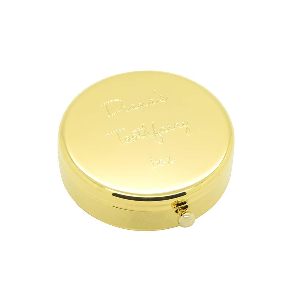Personalised Round Gold Plated Pill Box