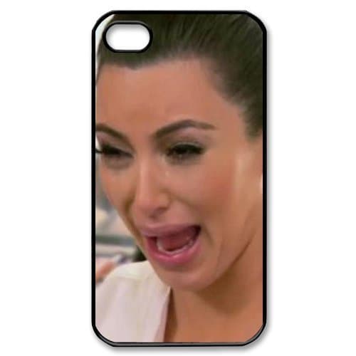 AZA Hard Case for iPhone 4, iPhone 4S, Kim Kardashian Cying Protective iPhone Cover-Black/White-Retail Packaging