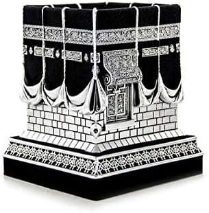 Islamic Home Decoration, Muslim Table Art Decor, Kaaba Replica Model, Ramadan Eid Gifts for Muslim, Bookend, Islamic Turkish Decor, Size: Medium, Color: Silver