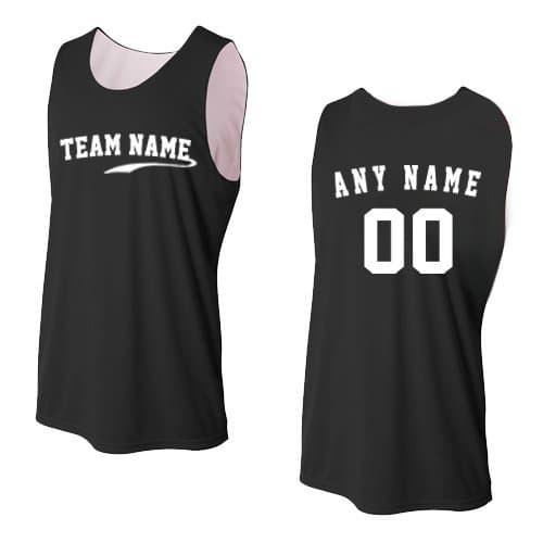 Black/White Adult Medium Custom (Front and/or Back) Reversible Sleeveless Wicking Tank Sports Jersey Top