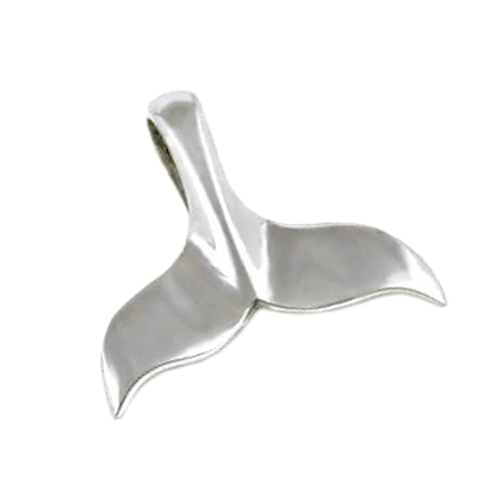 Sterling Silver Whale Tail Dolphin Tail Slide Pendant