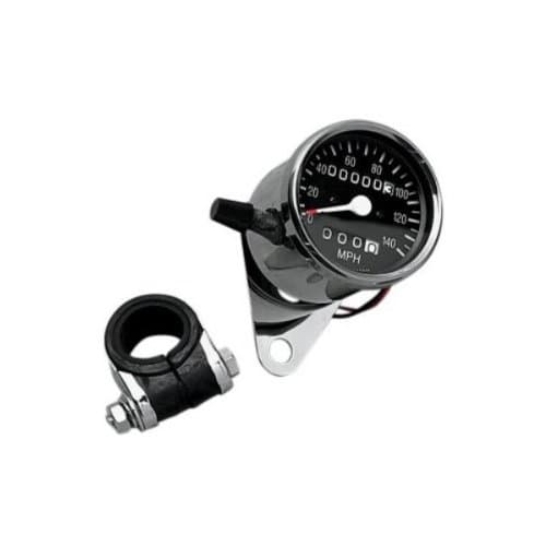 BKRider 2.4 Mini Mechanical 2:1 Ratio W/ Black Face Tripmeter Speedometers For Harley-Davidson (ZZ DS-243813)