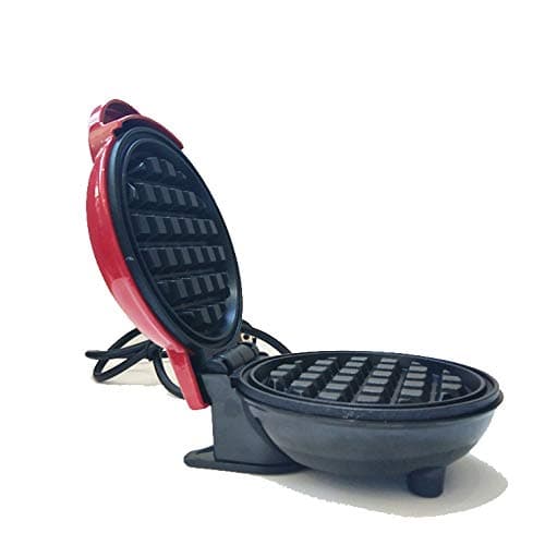 HongDee Mini Maker: The 4" Mini Waffle Maker Machine for Individual Waffles, Paninis, Hash browns, & other on the go Breakfast, Lunch, or Snacks, Pancakes-Red Color