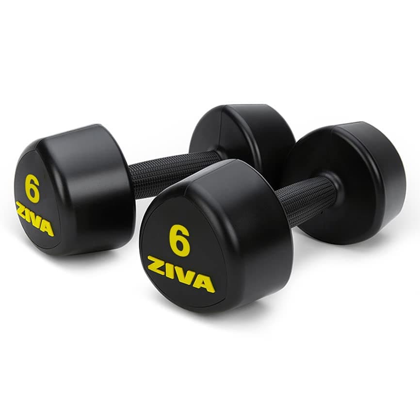 ZIVAPremium Rubber Solid Steel Dumbbell Set - Commerical Grade Durable Urethane Rubber Tribell Dumbbells Designed for Rigourous Exercise Strength Training (Avail 2-20lb Pairs)